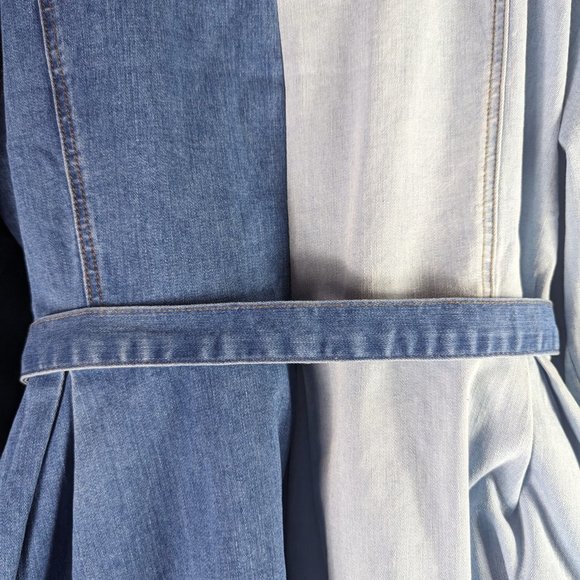 AZALEA WANG Gemini Blue Peplum Ruffled Denim Jacket Size 3XL Jean Akira - Picture 15 of 16